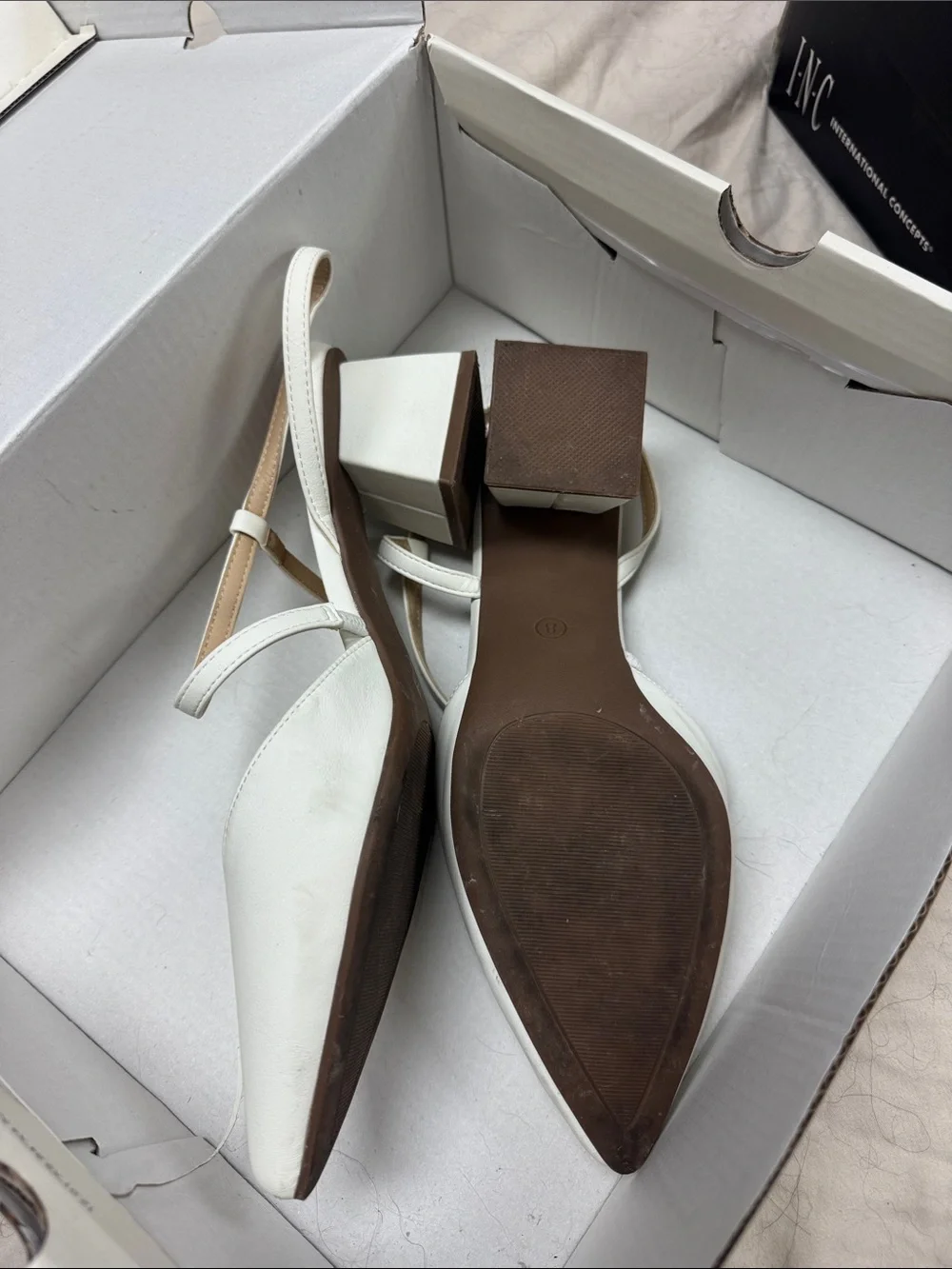 White Pointed Toe Slingback Heels